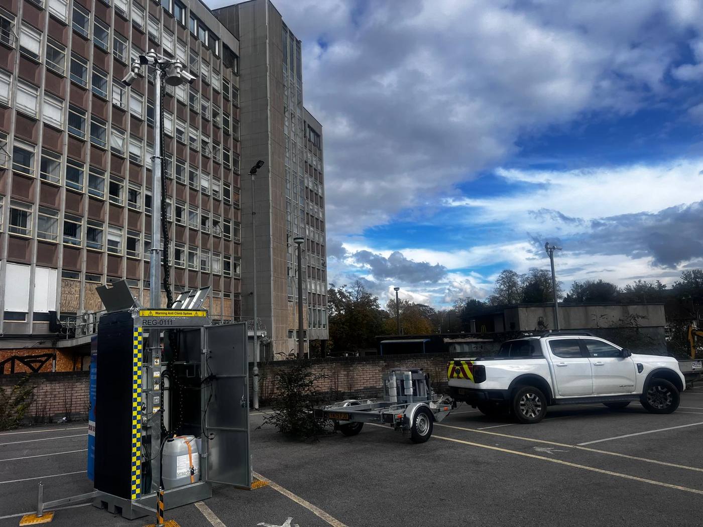 Risk Secured mobile CCTV tower deployed at incident site