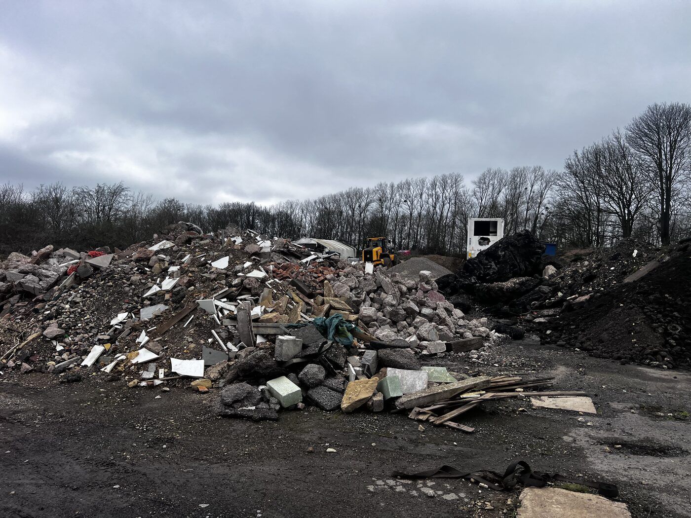 Industrial scale fly-tipping site showing full extent — active Environment Agency investigation